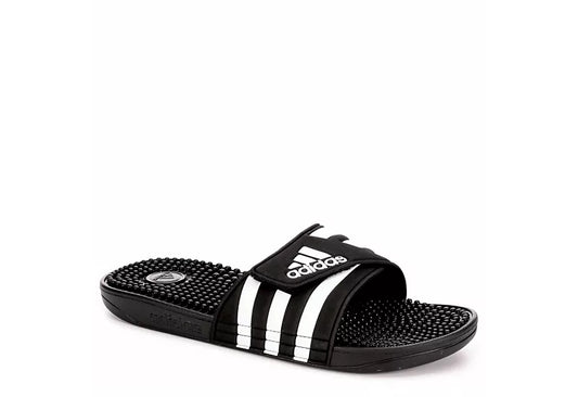 Adidas Men's Adissage Slides Sandal, Black/Black/White, 8